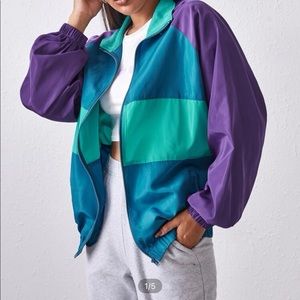 Purple and blue fleece jacket